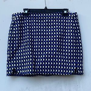 J. Crew blue, white and black geometric-print mini skirt